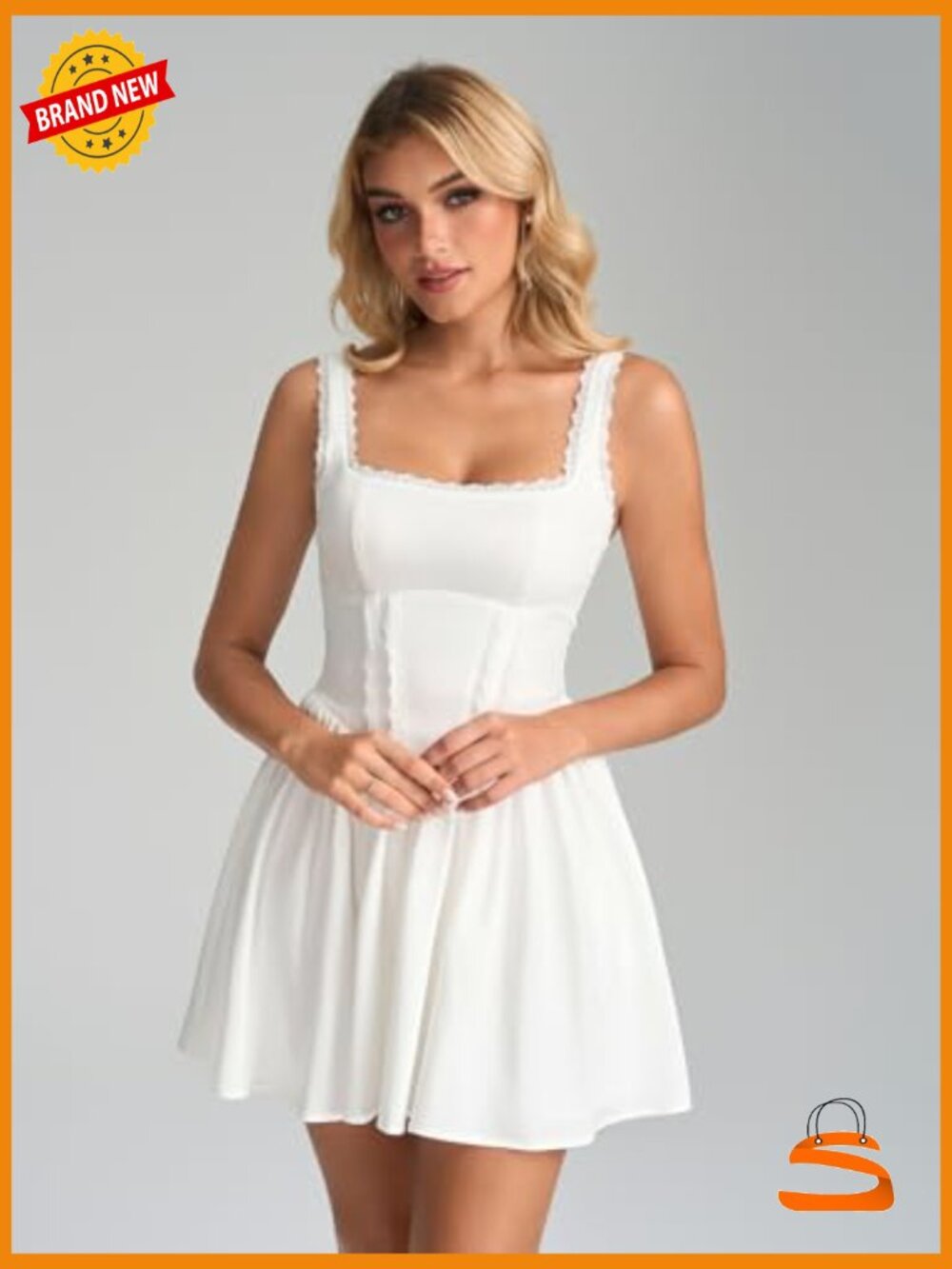 Lace Floral Corset Mini Dress Bow Tie Smocked Flowy Short Graduation Dress - Picture 2 of 6